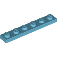 Lego destička 1x6, azurová střední (4625036)
